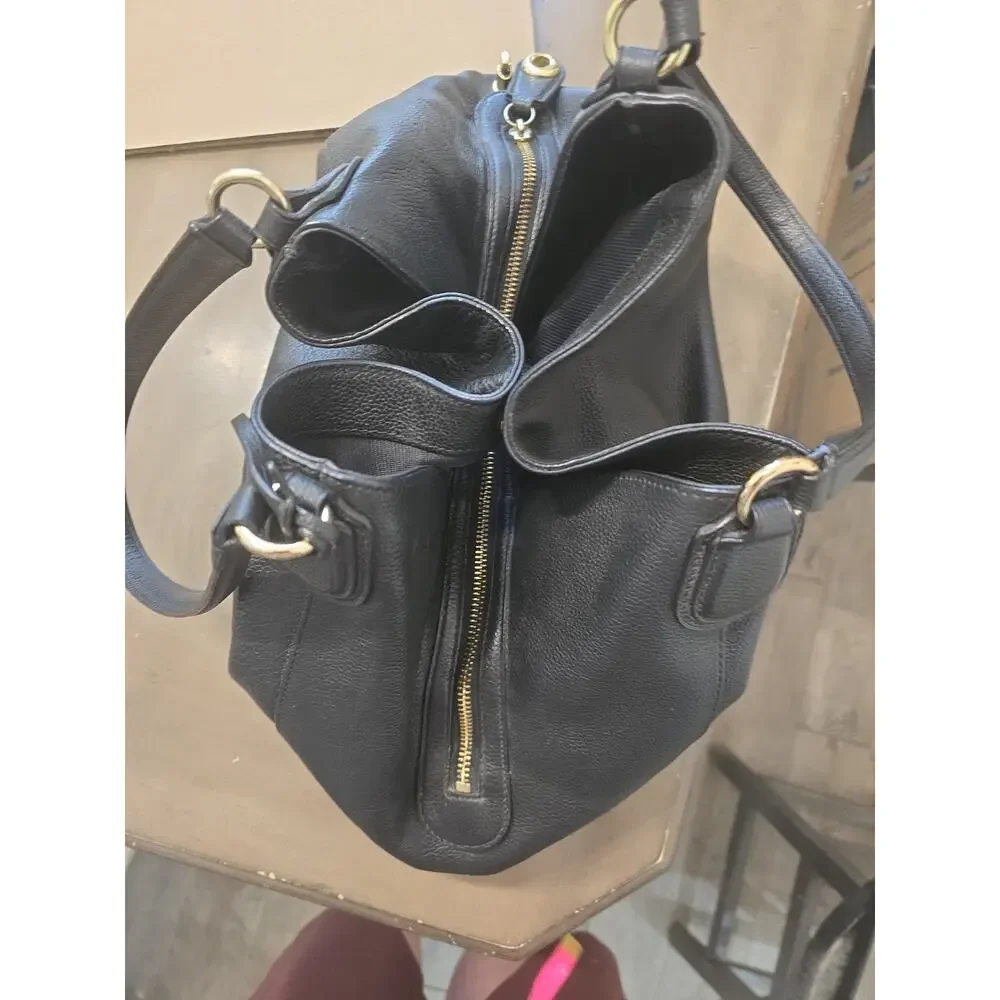 Coach Black Polished Pebble Leather Edie 31 Shoulder Bag Gold Hardware